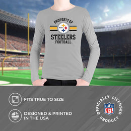 Pittsburgh Steelers NFL Youth Property Of Crew Sweatshirt - Sport Gray