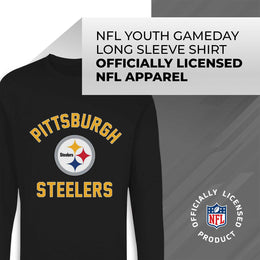 Pittsburgh Steelers NFL Gameday Youth Football Long Sleeve Shirt - Black