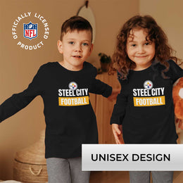 Pittsburgh Steelers NFL Youth Team Slogan Long Sleeve Shirt  - Black