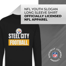 Pittsburgh Steelers NFL Youth Team Slogan Long Sleeve Shirt  - Black