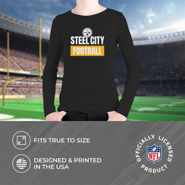 Pittsburgh Steelers NFL Youth Team Slogan Long Sleeve Shirt  - Black