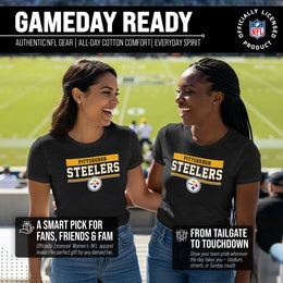 Pittsburgh Steelers NFL Women's Team Block Charcoal Tagless T-Shirt - Charcoal