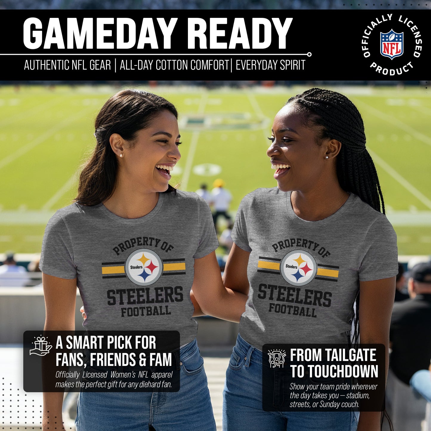 Pittsburgh Steelers NFL Womens Short Sleeve Property of Tshirt - Gray
