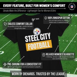 Pittsburgh Steelers NFL Womens Team Slogan Short Sleeve Tshirt - Black