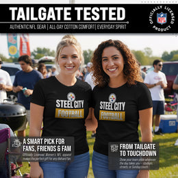 Pittsburgh Steelers NFL Womens Team Slogan Short Sleeve Tshirt - Black