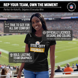 Pittsburgh Steelers NFL Womens Team Slogan Short Sleeve Tshirt - Black