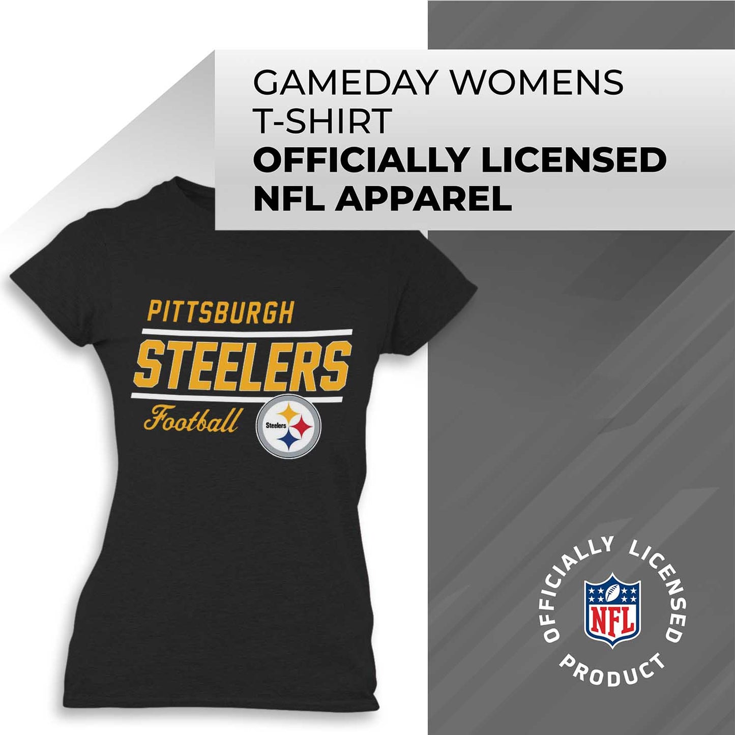 Pittsburgh Steelers NFL Womens Plus Size Relaxed Fit T-Shirt - Black