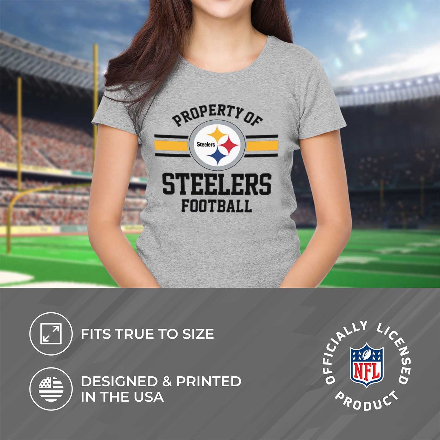 Pittsburgh Steelers NFL Women's Property Of Lightweight Plus Size T-Shirt - Sport Gray