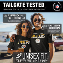 Pittsburgh Steelers Adult NFL Diagonal Fade Color Block T-Shirt - Black