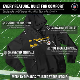 Pittsburgh Steelers Adult NFL Speed Stat Sheet Fleece Hooded Sweatshirt - Black