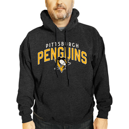 Pittsburgh Penguins NHL Adult Unisex Powerplay Hooded Sweatshirt - Black Heather