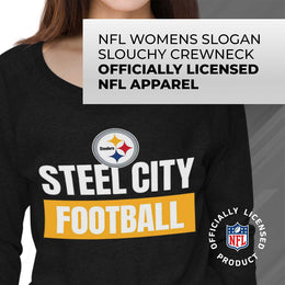 Pittsburgh Steelers NFL Womens Plus Size Team Slogan Crew Neck - Black
