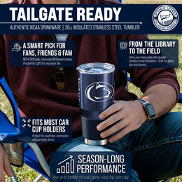 Penn State Nittany Lions NCAA University 30oz Stainless Steel Vacuum Insulated Game Day Tumbler with Silicone Grip - Navy
