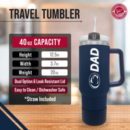 Penn State Nittany Lions Collegiate 40oz Stainless Steel Travel Tumbler with Handle for Dad - Navy