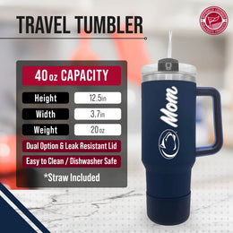Penn State Nittany Lions Collegiate 40oz Stainless Steel Travel Tumbler with Handle for Mom - Navy