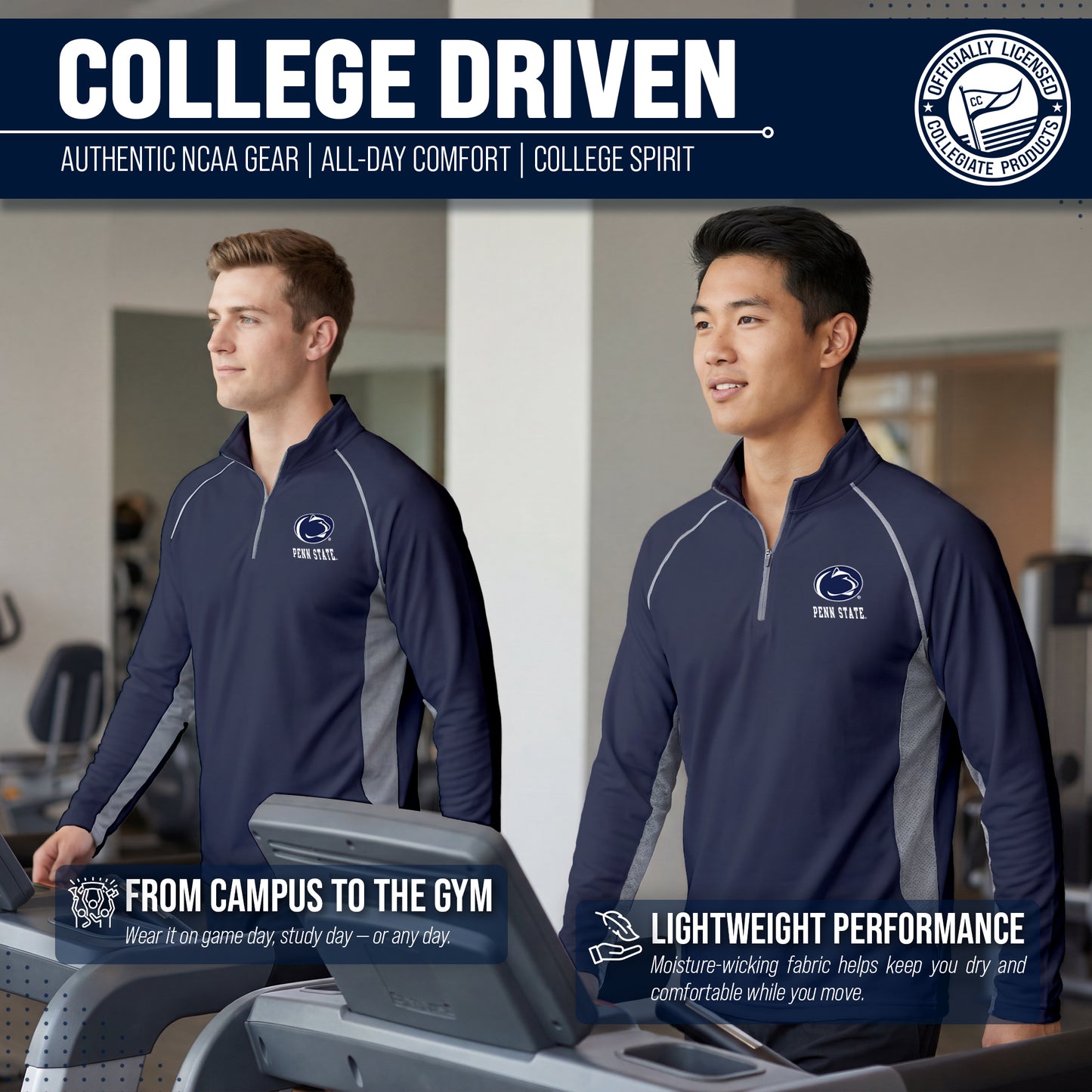 Penn State Nittany Lions Mens NCAA Campus Classic Long Sleeve 1/4 Zip Windshirt - Navy