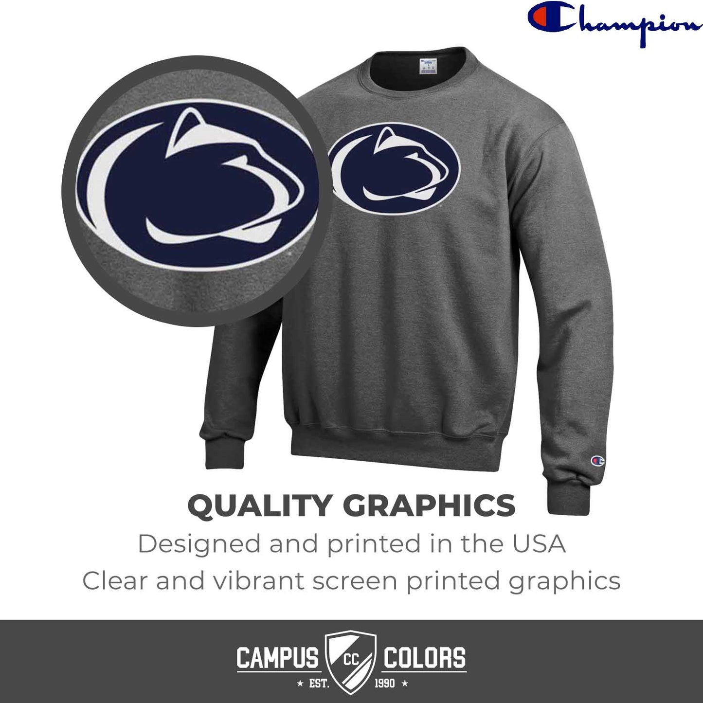 Penn State Nittany Lions Adult Mascot Fleece Crewneck - Charcoal