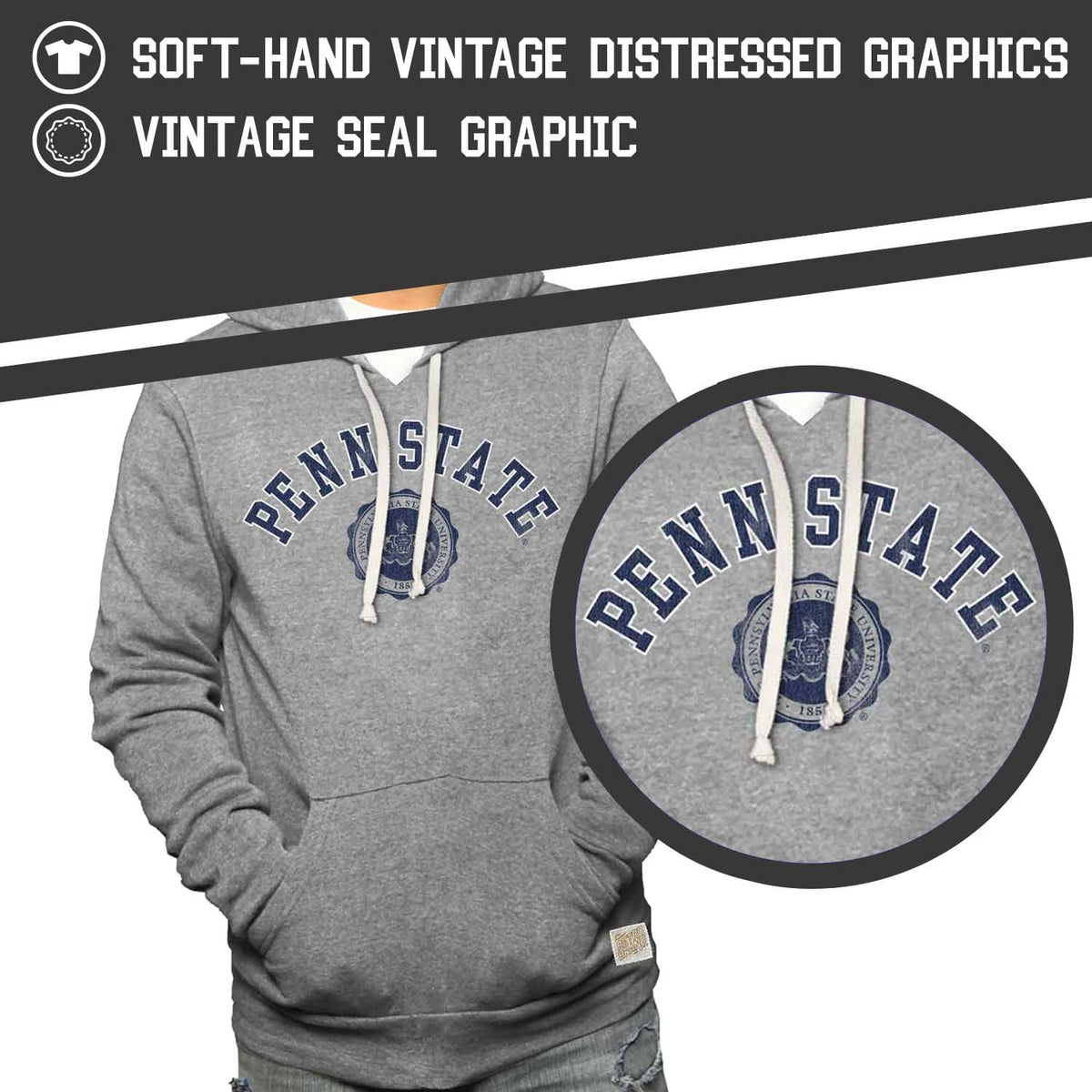Penn State Nittany Lions College Gray University Seal Hooded Sweatshirt - Gray