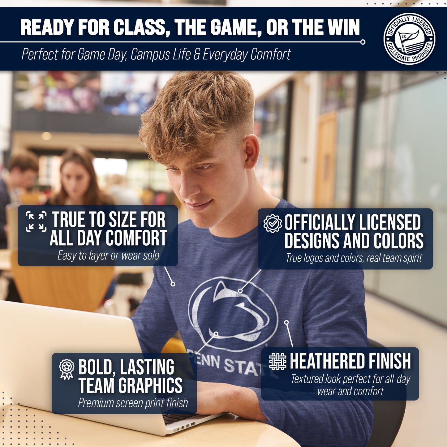 Penn State Nittany Lions NCAA MVP Adult Long-Sleeve Shirt - Navy