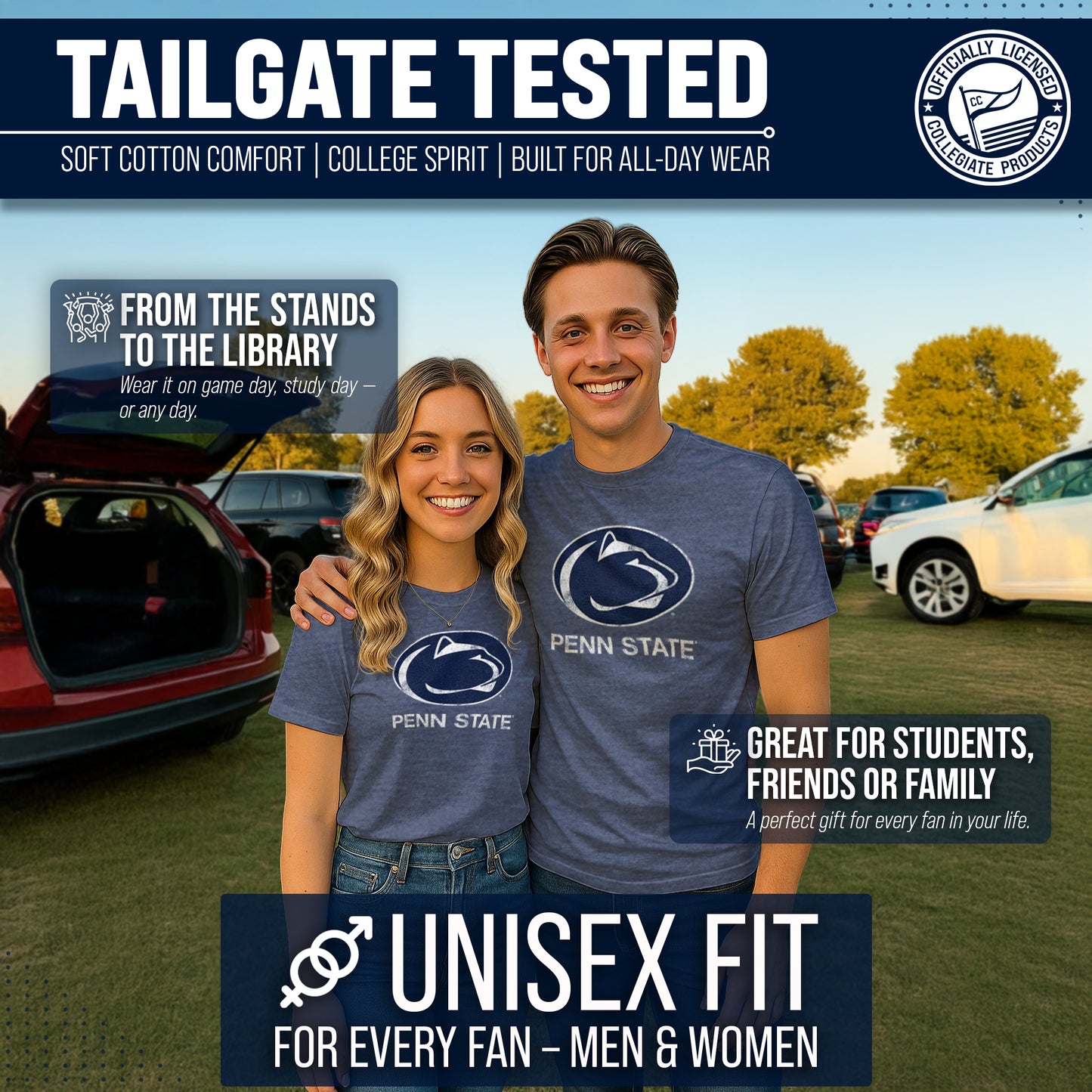 Penn State Nittany Lions Adult MVP Heathered Cotton Blend T-Shirt - Navy