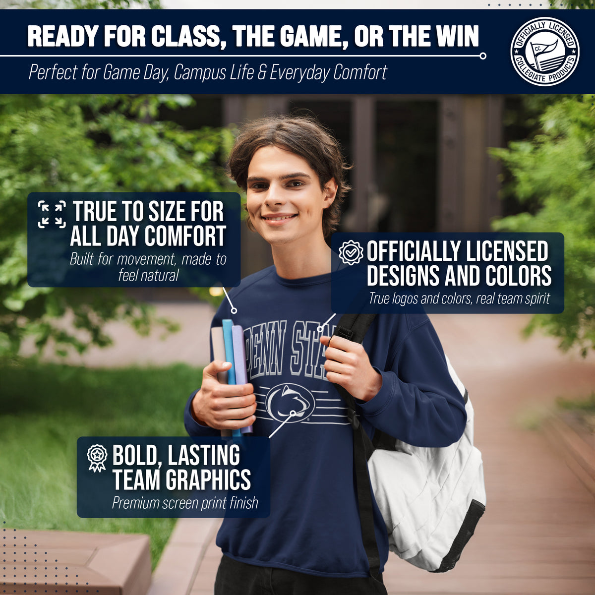 Penn State Nittany Lions NCAA Overtime Classics Crewneck Sweatshirt - Navy