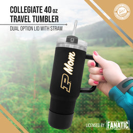 Purdue Boilermakers Collegiate 40oz Stainless Steel Travel Tumbler with Handle for Mom - Black