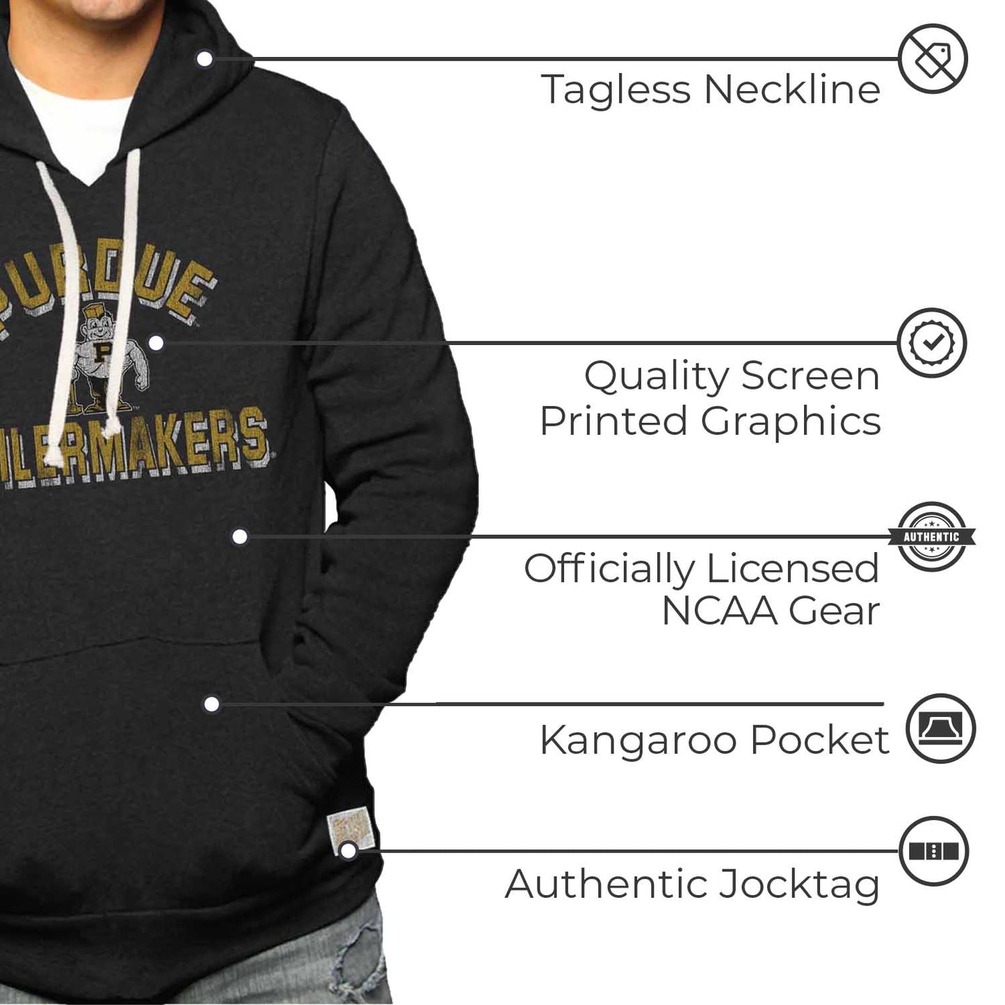 Purdue Boilermakers Adult University Hoodie - Black