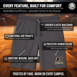 Purdue Boilermakers NCAA Men’s University Athletic Performance Shorts - Black Heather