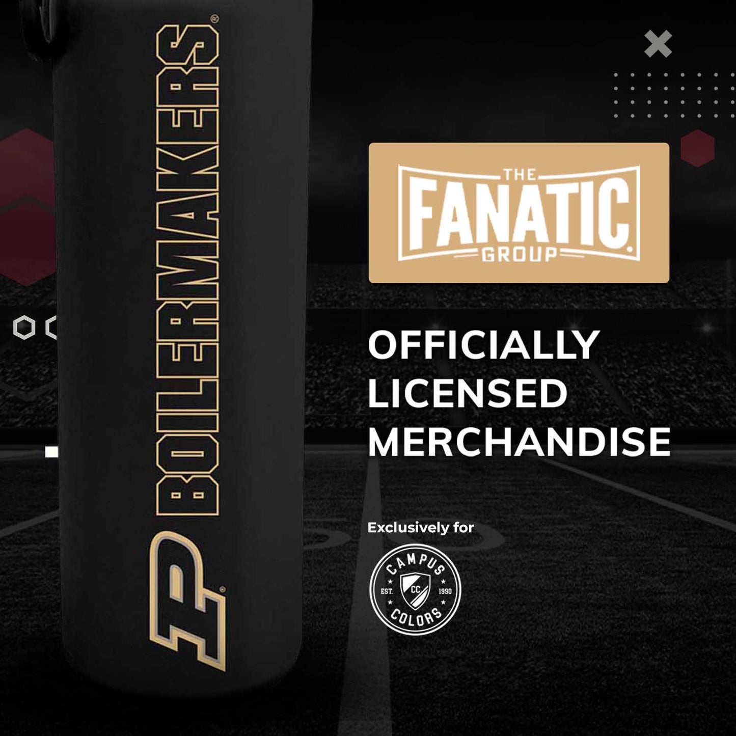 Purdue Boilermakers NCAA Stainless Steel Water Bottle - Black