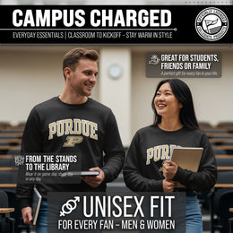 Purdue Boilermakers Adult Tackle Twill Crewneck - Black