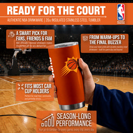 Phoenix Suns NBA Basketball 20oz Stainless Steel Vacuum Insulated Game Day Tumbler with Silicone Grip - Orange