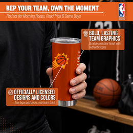 Phoenix Suns NBA Basketball 20oz Stainless Steel Vacuum Insulated Game Day Tumbler with Silicone Grip - Orange