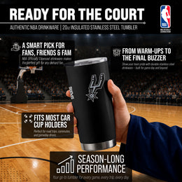 San Antonio Spurs NBA Basketball 20oz Stainless Steel Vacuum Insulated Game Day Tumbler with Silicone Grip - Black