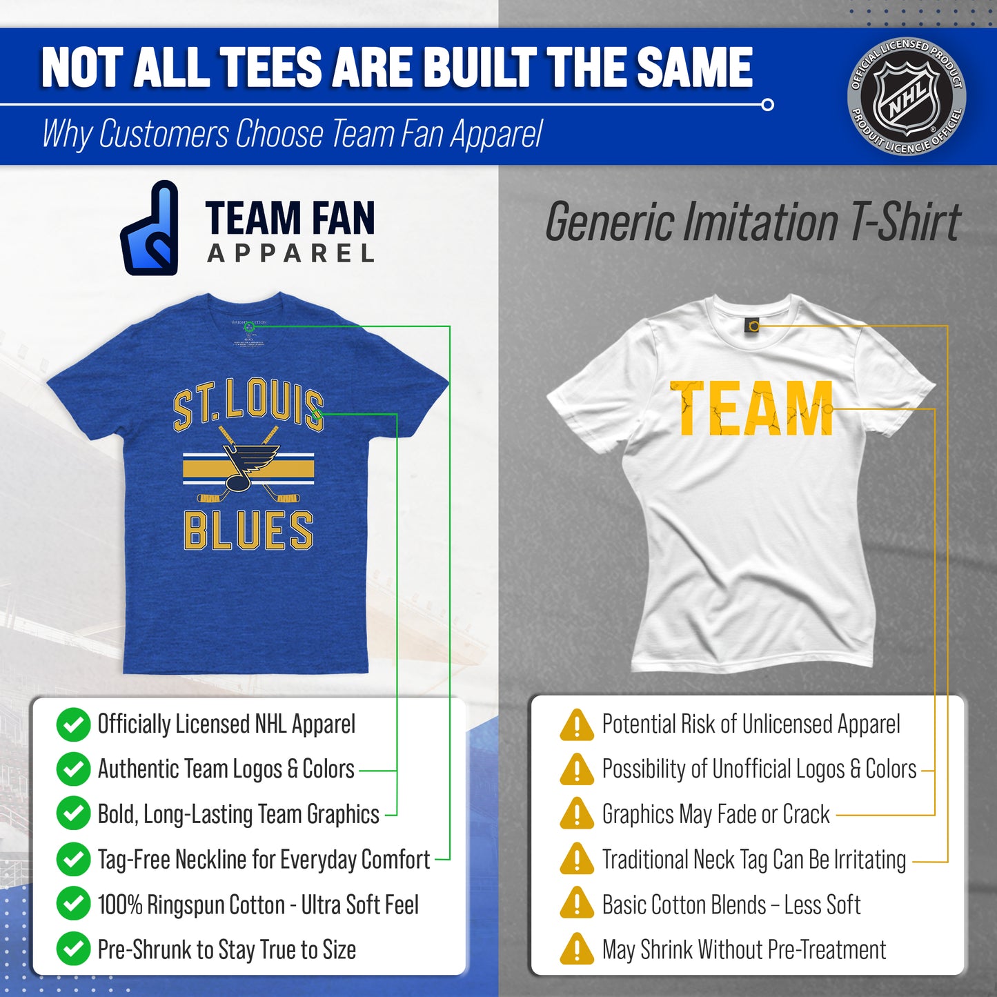 St. Louis Blues NHL Adult Faceoff Tag-Less T-Shirt - Royal