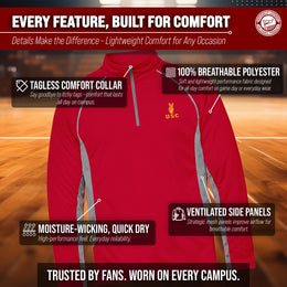 USC Trojans Mens NCAA Campus Classic Long Sleeve 1/4 Zip Windshirt - Cardinal