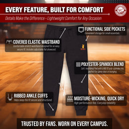 USC Trojans NCAA Men’s University Cloud Jersey Performance Jogger Pants with Drawstring Waistband - Black Heather