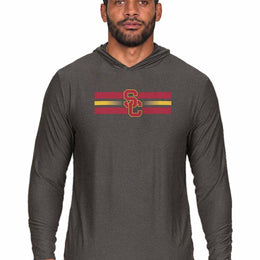 USC Trojans  Scholarship Cloud Jersey Hooded Long Sleeve Pullover - Black Heather