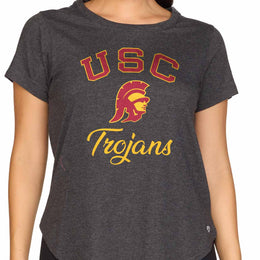 USC Trojans NCAA Womens Tag-Less Ultra Soft Tailgate T-Shirt - Black Heather