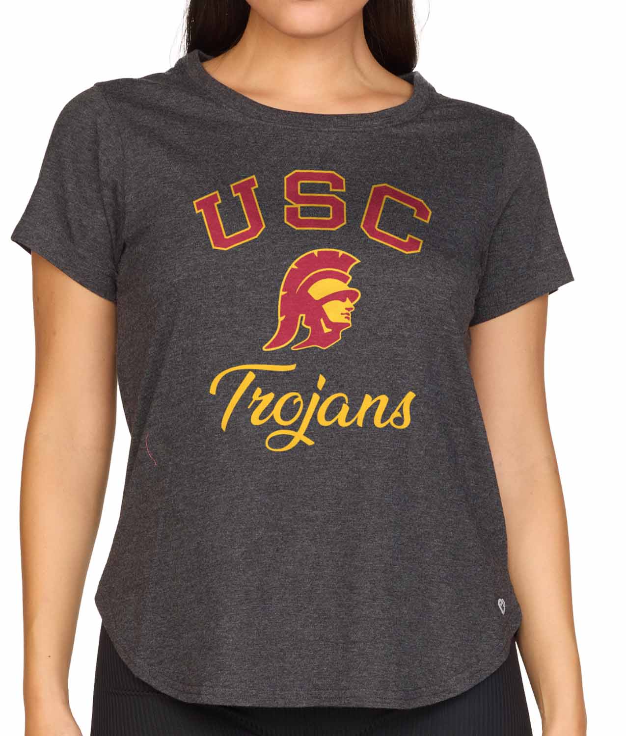 USC Trojans NCAA Womens Tag-Less Ultra Soft Tailgate T-Shirt - Black Heather