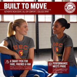 USC Trojans NCAA Womens Tag-Less Ultra Soft Tailgate T-Shirt - Black Heather
