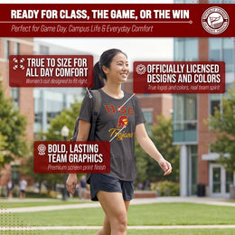 USC Trojans NCAA Womens Tag-Less Ultra Soft Tailgate T-Shirt - Black Heather