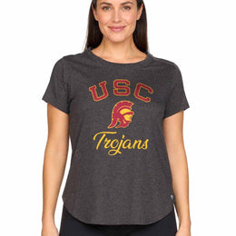 USC Trojans  Women's NCAA Tailgate Heathered Tee - Black Heather