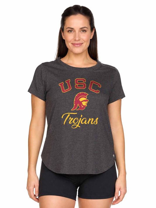 USC Trojans  Women's NCAA Tailgate Heathered Tee - Black Heather
