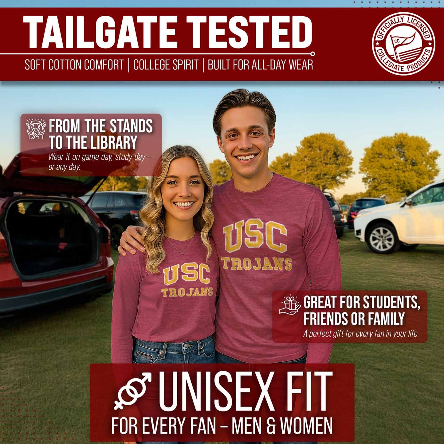 USC Trojans NCAA MVP Adult Long-Sleeve Shirt - Cardinal