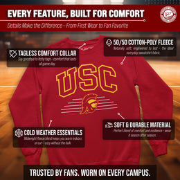 USC Trojans NCAA Adult Unisex Overtime Classics Crewneck Fleece Sweatshirt - Cardinal