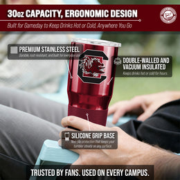 South Carolina Gamecocks NCAA University 30oz Stainless Steel Vacuum Insulated Game Day Tumbler with Silicone Grip - Garnet