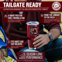 South Carolina Gamecocks NCAA University 30oz Stainless Steel Vacuum Insulated Game Day Tumbler with Silicone Grip - Garnet