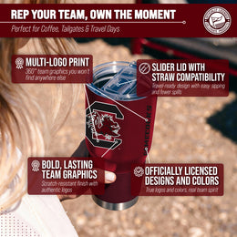 South Carolina Gamecocks NCAA University 30oz Stainless Steel Vacuum Insulated Game Day Tumbler with Silicone Grip - Garnet
