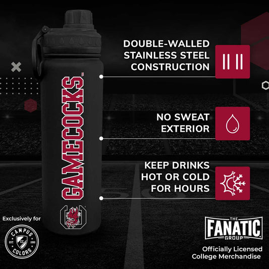 South Carolina Gamecocks Stainless Steel Water Bottle 24 oz Insulated - Black