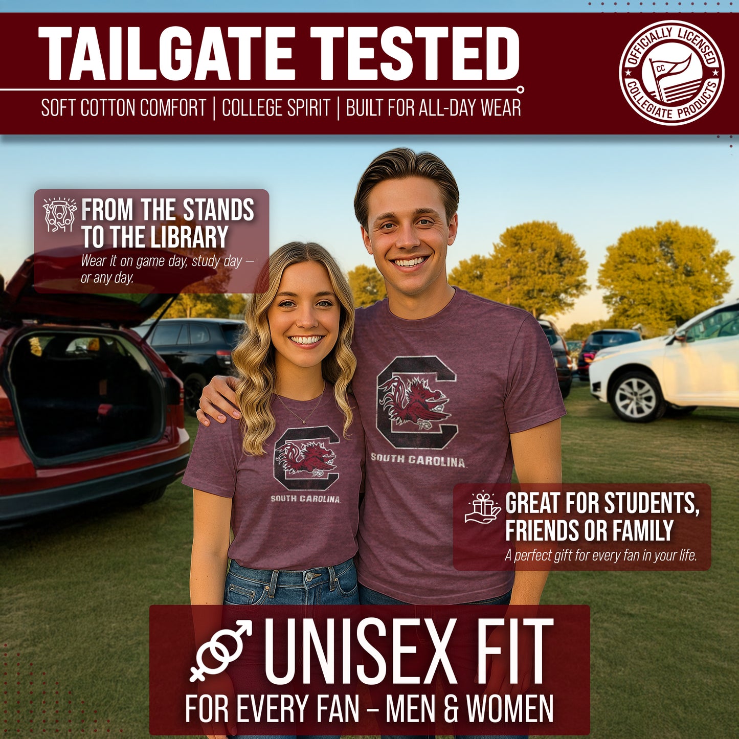 South Carolina Gamecocks Adult MVP Heathered Cotton Blend T-Shirt - Maroon